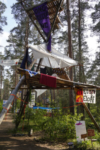 Protestcamp gegen die Erweiterungspläne des Tesla-Werks in Grünheide