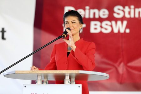 Wahlkampfveranstsaltung des Bündnis Sahra Wagenknecht in Leipzig