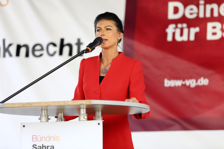 Wahlkampfveranstsaltung des Bündnis Sahra Wagenknecht in Leipzig