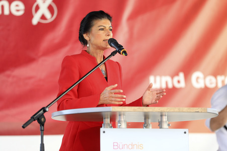 Wahlkampfveranstsaltung des Bündnis Sahra Wagenknecht in Leipzig