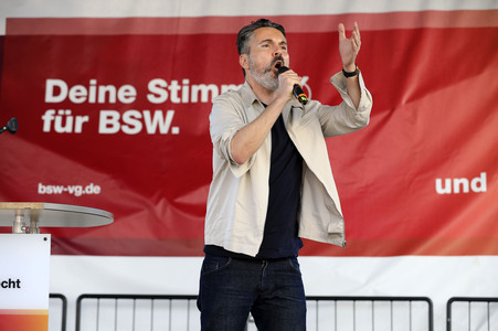 Wahlkampfveranstsaltung des Bündnis Sahra Wagenknecht in Leipzig