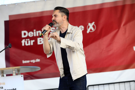 Wahlkampfveranstsaltung des Bündnis Sahra Wagenknecht in Leipzig