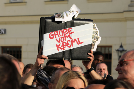 Wahlkampfveranstsaltung des Bündnis Sahra Wagenknecht in Leipzig