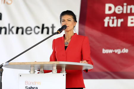 Wahlkampfveranstsaltung des Bündnis Sahra Wagenknecht in Leipzig
