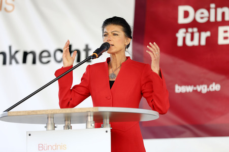 Wahlkampfveranstsaltung des Bündnis Sahra Wagenknecht in Leipzig