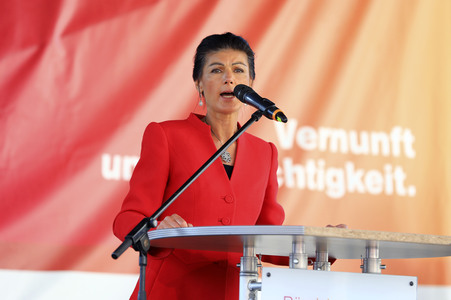 Wahlkampfveranstsaltung des Bündnis Sahra Wagenknecht in Leipzig