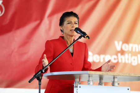 Wahlkampfveranstsaltung des Bündnis Sahra Wagenknecht in Leipzig