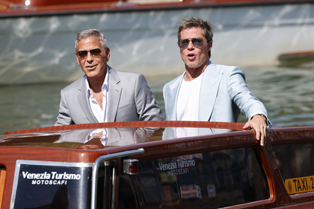 Ankunft von George Clooney und Brad Pitt am Palazzo del Casino, Internationale Filmfestspiele von Venedig 2024