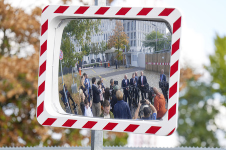 Pressestatement der CDU/CSU nach Beratungen zwischen Ampel, Union und Ländern zur Migrationspolitik in Berlin