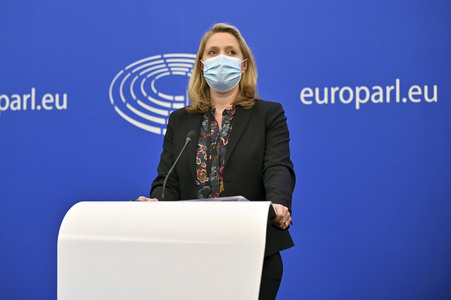 Pressekonferenz im Europäischen Parlament in Straßburg