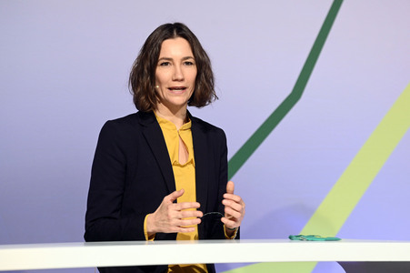 Ergebnisverkündung der digitalen Urabstimmung von Bündnis 90/Die Grünen in Berlin