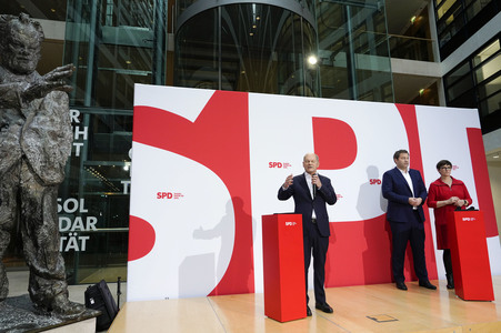 Pressekonferenz der SPD nach den Gremiensitzungen in Berlin