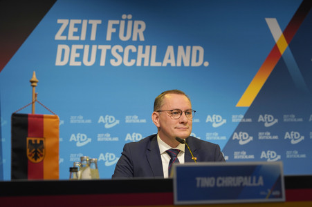 Pressekonferenz zur Präsentation des Kanzlerkandidaten der AfD für die Bundestagswahl 2025 in Berlin