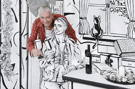 Black and White Christmas Bodypainting