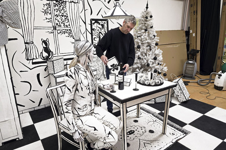 Black and White Christmas Bodypainting