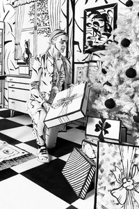 Black and White Christmas Bodypainting