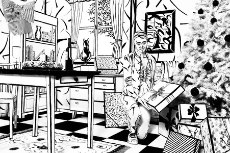 Black and White Christmas Bodypainting