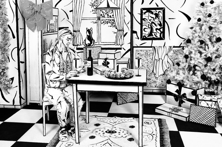 Black and White Christmas Bodypainting