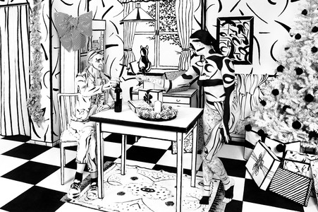 Black and White Christmas Bodypainting