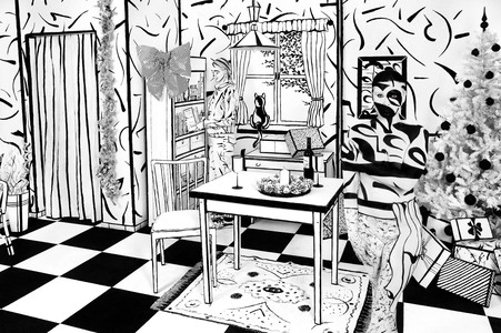 Black and White Christmas Bodypainting