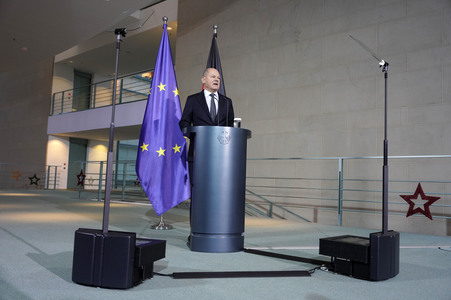 Statement von Bundeskanzler Olaf Scholz zu seinem Antrag zur Vertrauensfrage in Berlin
