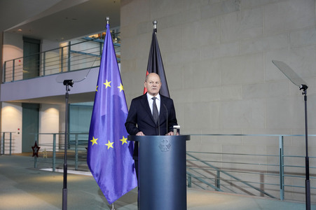 Statement von Bundeskanzler Olaf Scholz zu seinem Antrag zur Vertrauensfrage in Berlin