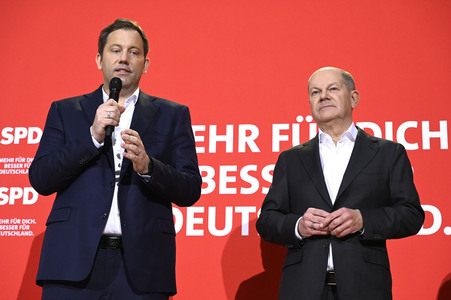 Pressekonferenz zum Beschluss des SPD-Wahlprogramms in Berlin