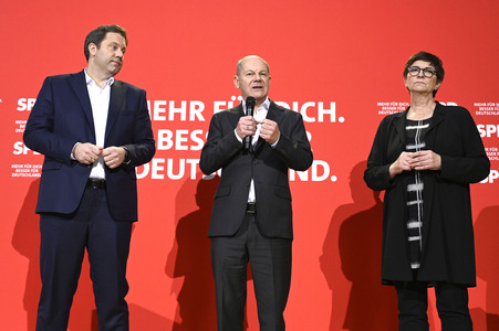 Pressekonferenz zum Beschluss des SPD-Wahlprogramms in Berlin