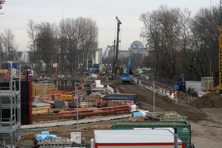 Baustelle zum Erweiterungsbau des Kanzleramtes in Berlin