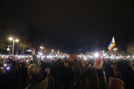 Demonstration gegen den Rechtsruck in Berlin