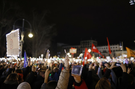 Demonstration gegen den Rechtsruck in Berlin