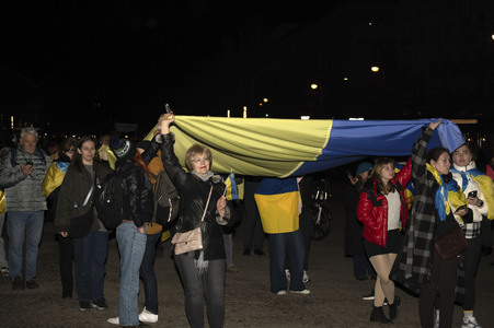 Demonstration zum dritten Jahrestag des Beginns des russischen Angriffskrieges auf die Ukraine in Berlin