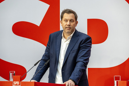 Pressekonferenz der SPD zu den Bundestagswahlen in Berlin