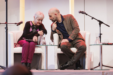 Roberto Saviano und Barbara Auer auf der lit.Cologne 2025 in Köln