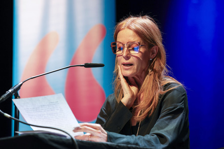 Esther Schweins, Dietmar Bär und Thomas Böhm auf der lit.Cologne 2025 in Köln