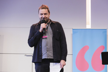 Devid Striesow und Paul Ingendaay  auf der lit.Cologne 2025 in Köln