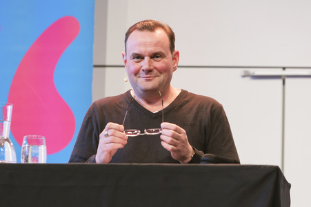 Devid Striesow und Paul Ingendaay  auf der lit.Cologne 2025 in Köln