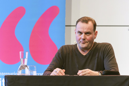 Devid Striesow und Paul Ingendaay  auf der lit.Cologne 2025 in Köln