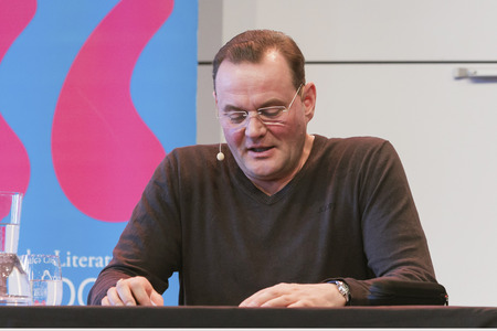 Devid Striesow und Paul Ingendaay  auf der lit.Cologne 2025 in Köln