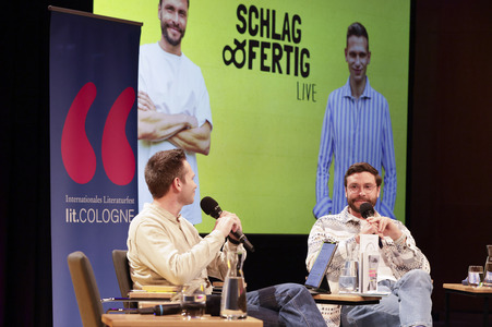 Fabian Köster und Jonas Hector auf der lit.Cologne 2025 in Köl
