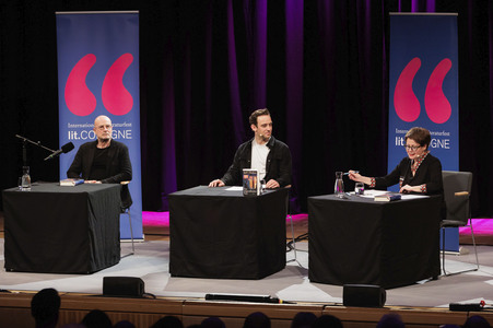 Joël Dicker und Christian Berkel auf der lit.Cologne 2025 in Köln
