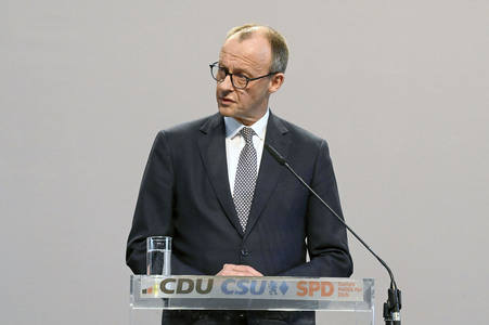 Pressekonferenz von CDU, CSU und SPD in Berlin