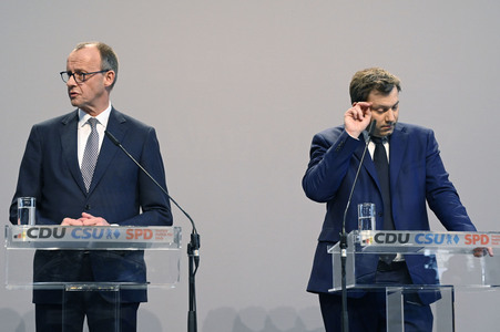 Pressekonferenz von CDU, CSU und SPD in Berlin