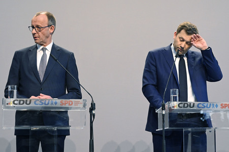 Pressekonferenz von CDU, CSU und SPD in Berlin