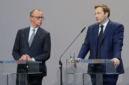 Pressekonferenz von CDU, CSU und SPD in Berlin