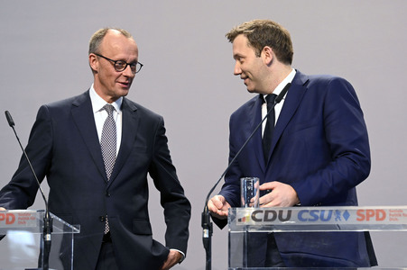 Pressekonferenz von CDU, CSU und SPD in Berlin