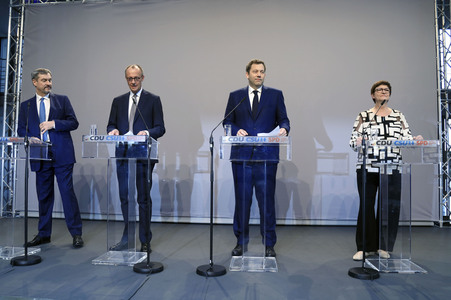 Pressekonferenz von CDU, CSU und SPD in Berlin