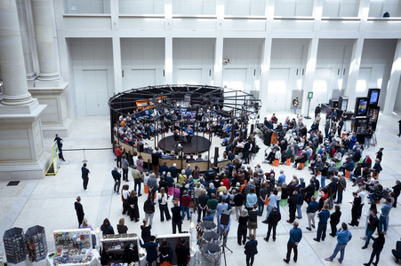 Radioshow mit Angela Merkel in Berlin