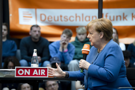 Radioshow mit Angela Merkel in Berlin