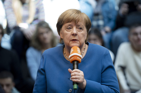 Radioshow mit Angela Merkel in Berlin